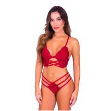 Conjunto Debora Sensual com Detalhes em Renda e Saia em Tule